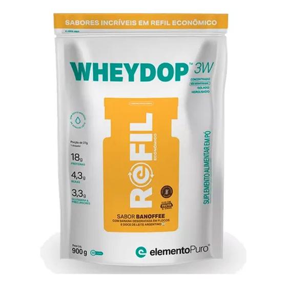 Imagem de Wheydop Refil 3W Sabor Banoffee 900g Elemento Puro