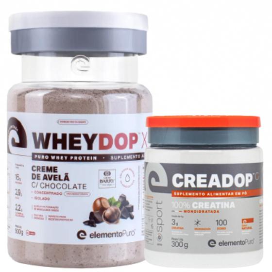 Imagem de Wheydop X Elemento Puro creme de avelã com chocolate + creatina monohidratada elemento puro 300g