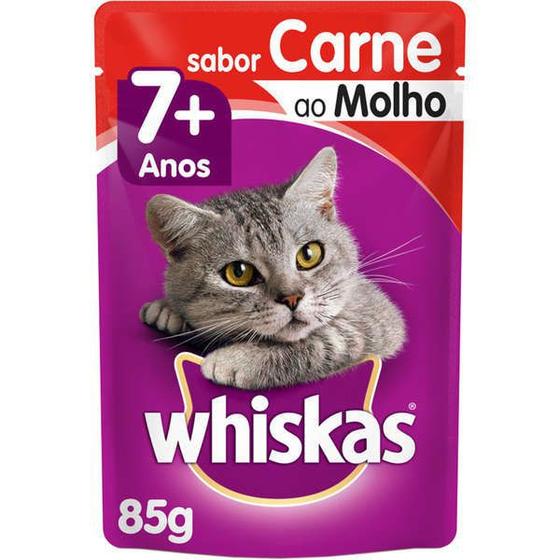 Imagem de Whiskas Sache Gatos Adultos 7+ Carne Ao Molho 85G