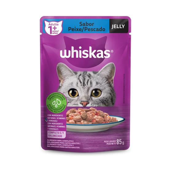 Imagem de Whiskas Sache Gatos Adultos Jelly Sabor Peixe 85g Ração Úmida