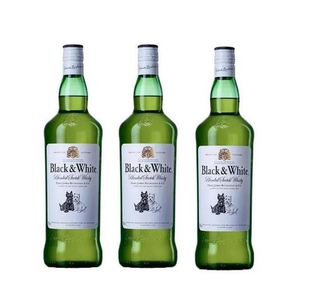 Imagem de Whisky Black & White 1 Litro Kit Com 3 Unidades