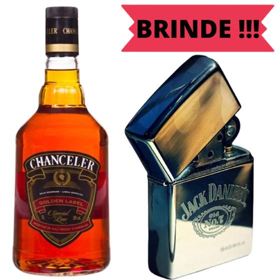 Whisky Chanceler Golden Label 1 Litro com ISQUEIRO no KIT Whisky Magazine Luiza