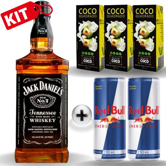 Imagem de Whisky Jack Daniel's Old Nº7 Kit com 2 Redbull e 3 gelos de coco