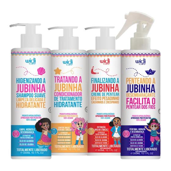 Imagem de Widi Care Kit Jubinha Efeito Pesadinho Shampoo 300ml, Condicionador 300ml, Creme pentear 300ml, Spray Desembaraçante 300