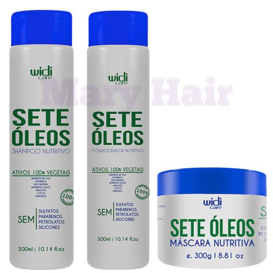 Widi Care Sete Óleos Kit Com shampoo + condicionador + Máscara