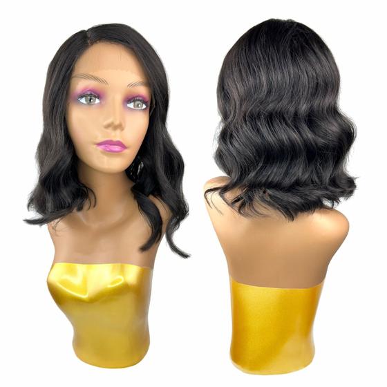 Imagem de wig lace front curta peruca premium cabelo organico ondulada