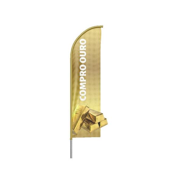 Imagem de Wind Banner 3D Compro Ouro Dupla Face Com Haste 220X70Cm