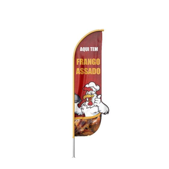 Imagem de Wind Banner 3D Frango Assado Dupla Face Com Haste 220X70Cm