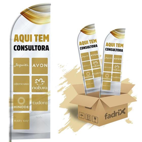 Imagem de Wind Banner 3mt Completo Aqui tem Consultora Kit C/ 2unds