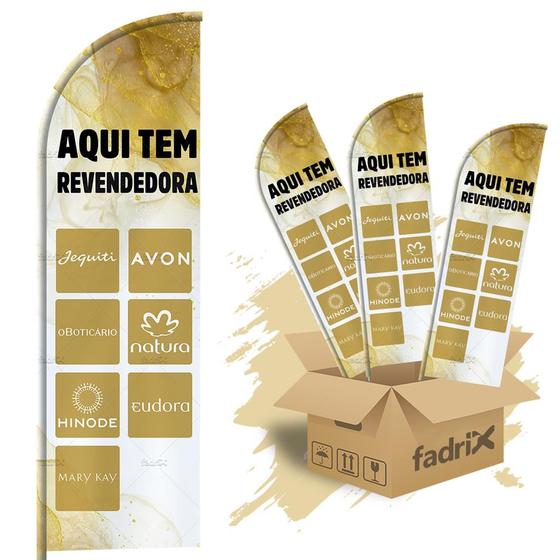 Imagem de Wind Banner Dupla Face 3mt Aqui tem Revendedora Kit C/ 3unds