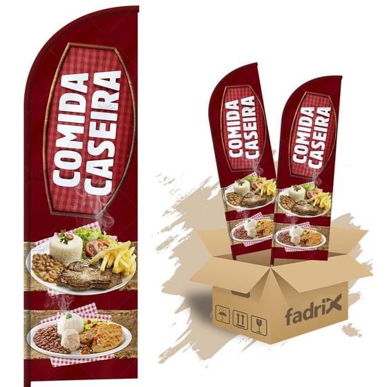 Imagem de Wind Banner Dupla Face 3mt Comida Caseira Kit C/ 2unds