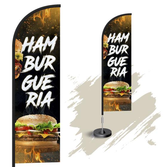 Imagem de Wind Banner Dupla Face 3mt Completo Hamburgueria