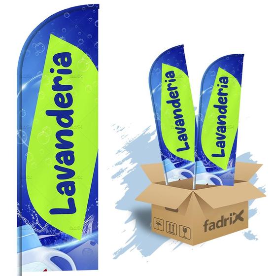 Imagem de Wind Banner Dupla Face 3mt Completo Lavanderia Kit C/ 2unds