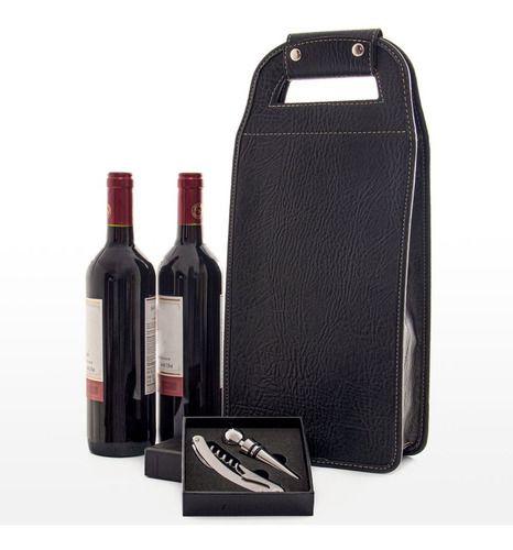 Imagem de Wine Bag Bolsa Para Vinhos 2 Garrafas Em Couro 7703 Preto