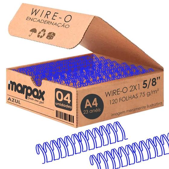 Imagem de Wire-o para Encadernação 2x1 A4 Azul 5/8 para 120 fls 04un