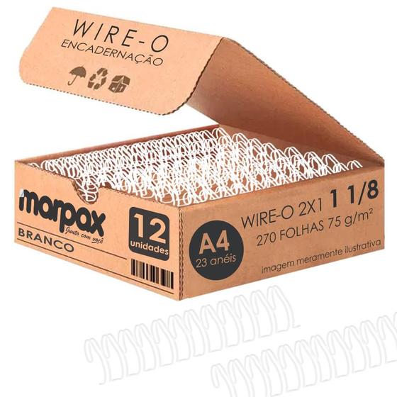 Imagem de Wire-o para Encadernação 2x1 A4 Branco 1 1/8 250fls 12un