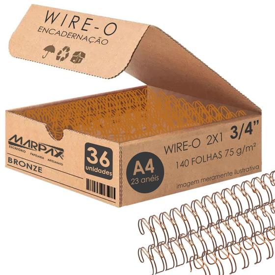 Imagem de Wire-o para Encadernação 2x1 A4 Bronze 3/4 para 140fls 36un