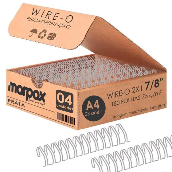 Imagem de Wire-o para Encadernação 2x1 A4 Prata 7/8 para 180 fls 04un