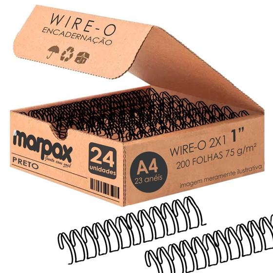 Imagem de Wire-o para Encadernação 2x1 A4 Preto 1" para 200 fls 24un