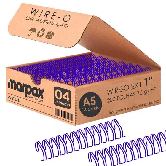 Imagem de Wire-o para Encadernação 2x1 A5 Azul 1" para 200 fls 04un