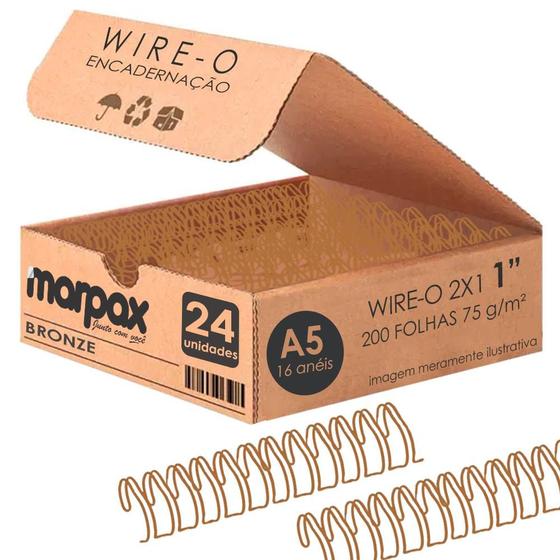 Imagem de Wire-o para Encadernação 2x1 A5 Bronze 1" para 200fls 24un