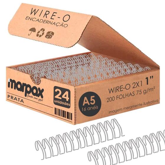 Imagem de Wire-o para Encadernação 2x1 A5 Prata 1" para 200fls 24un