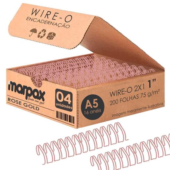 Imagem de Wire-o para Encadernação 2x1 A5 Rose Gold 1" 200 fls 04un