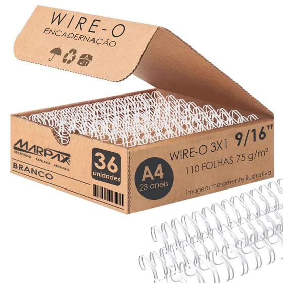 Imagem de Wire-o para Encadernação 3x1 A4 Branco 9/16 para 110fls 36un