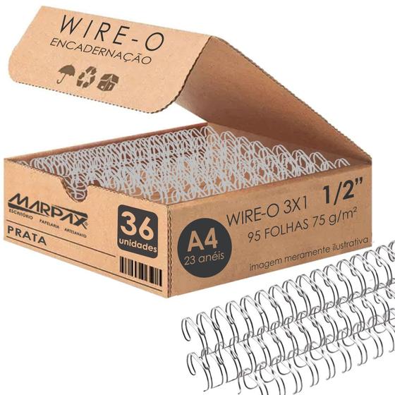 Imagem de Wire-o para Encadernação 3x1 A4 Prata 1/2 para 95 fls 36un