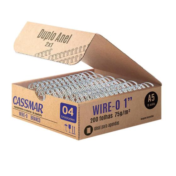 Imagem de Wire-o para Encadernação A5 1 2x1 para 200fls Branco 04un