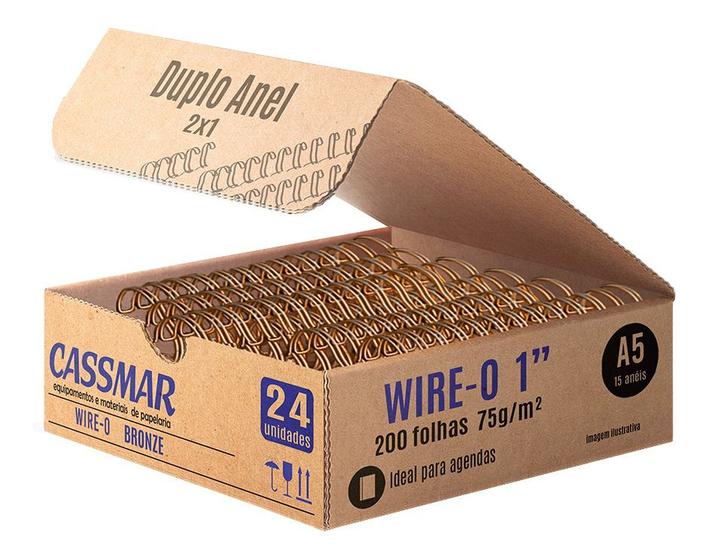 Imagem de Wire-o para encadernação A5 1 2x1 para 200fls bronze 24un