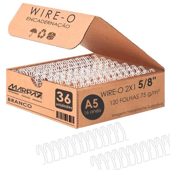 Imagem de Wire-o para Encadernação A5 5/8 2x1 para 120fls Branco 36un
