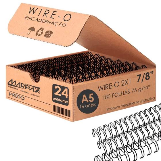 Imagem de Wire-o para Encadernação A5 7/8 2x1 para 180fls Preto 24un