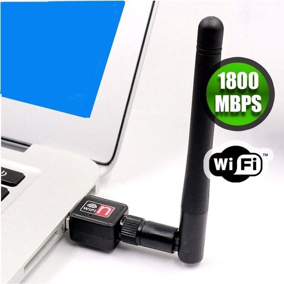 Imagem de Wireless Adaptador Usb Wifi Sem Fio 1800 Mbps B/g/n Antena p