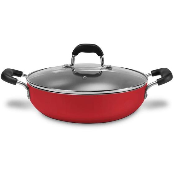 Imagem de Wok Com Tampa Brinox Alumínio Antiaderente Saffron 28Cm