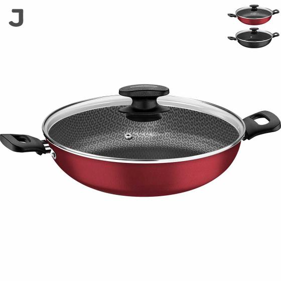 Wok Panela Tramontina Loreto 28cm Antiaderente Tampa Vidro Frigideira Funda Menor preço em Wok Panela Tramontina Loreto 28cm Antiaderente Tampa Vidro Frigideira Funda