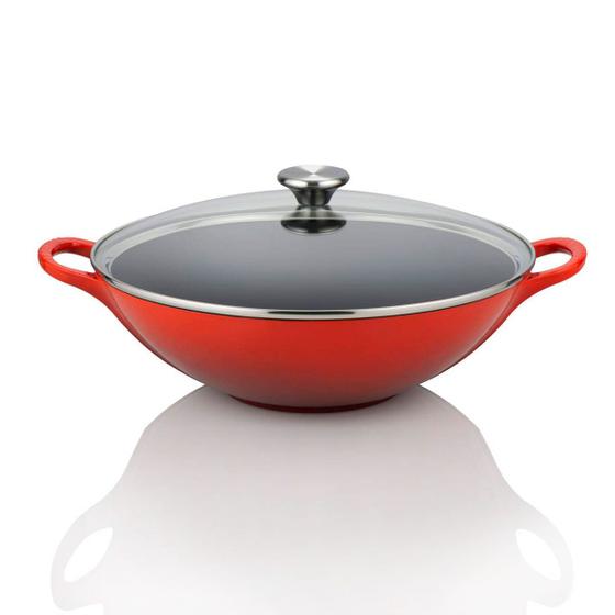 Imagem de Wok Signature Tampa de Vidro 32 cm Vermelho Le Creuset