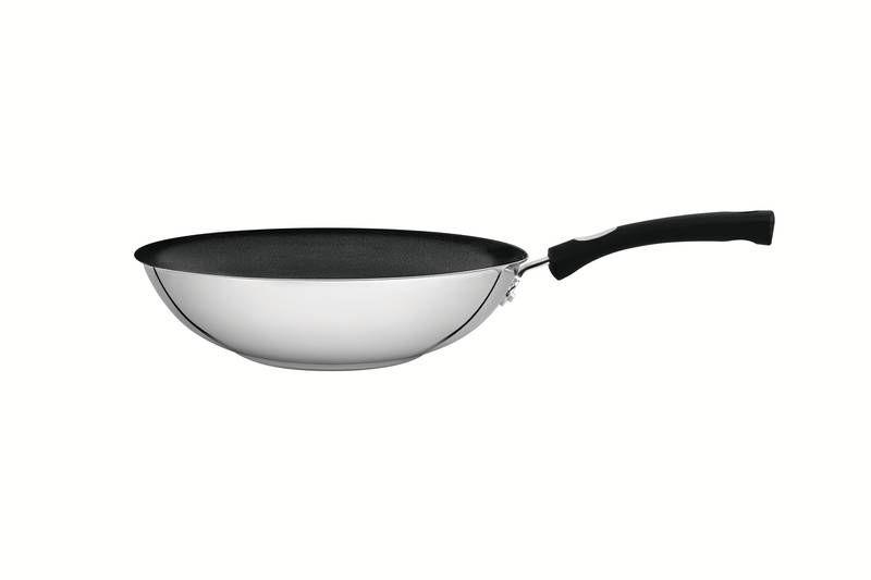 Imagem de Wok tramontina astro silicone em aço inox com fundo triplo revestimento interno antiaderente 28 cm 3.3 l