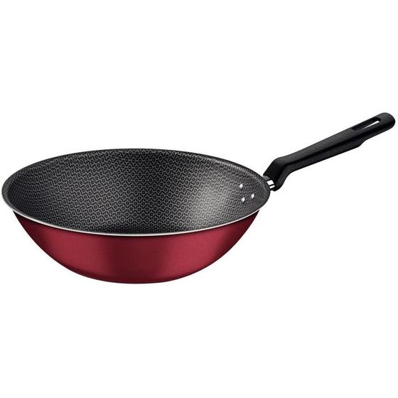 Imagem de Wok Tramontina Loreto em Alumínio com Revestimento Interno e Externo Antiaderente Starflon Max Vermelho 28 cm 3,6 L