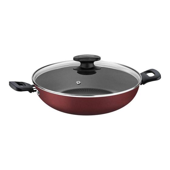 Imagem de Wok Tramontina Paella Loreto 28Cm Antiaderente Tampa Vidro