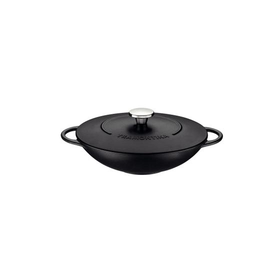 Imagem de Wok Tramontina Trento em Ferro Esmaltado com Revestimento Interno em Antiaderente Starflon Excellent 32 cm 5 L