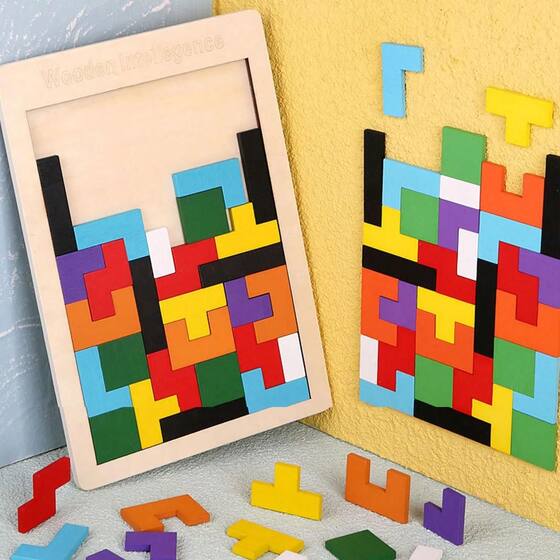Wooden Colorful Wooden Puzzle Tangram Jigsaw Puzzle Jigsaw Puzzle ...