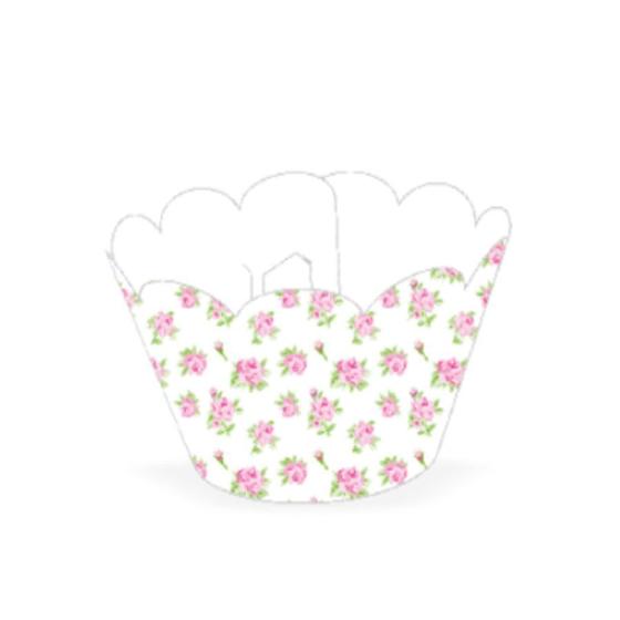 Imagem de Wrapper Cupcake Tradicional - Floral Branco - 5cm x 22cm - 12 unidades - Nc Toys