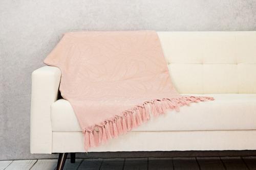 Imagem de Xale Manta Sofá Jacquard Geometrico 1,80 x 1,40m - Rose