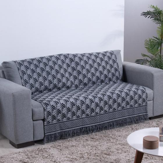 Imagem de Xale Para Sofá Com Franja Luxor 1 Peça 2,10m x 1,35m 60% Algodão / 40% Poliéster Tecido Jacquard