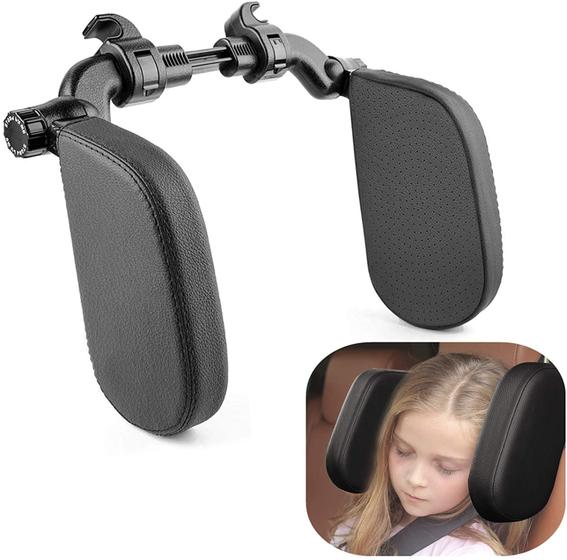 Imagem de Xergur Car Seat Headrest Pillow, Memory Foam Neck Support Pillow Road Road Headrest for Kids and Passenger, Ajustável em ambos os lados - Durma melhor em viagens longas (preto)