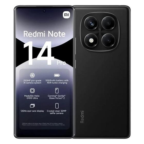 Xiaomi Redmi Note 14 Pro 256GB 8GB RAM Dual SIM Tela 6.67 NFC Preto Imagem de Xiaomi Redmi Note 14 Pro 256GB 8GB RAM Dual SIM Tela 6.67 NFC Preto