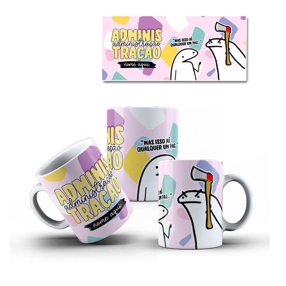 Imagem de Xícara Branca Porcelana Flork Profissão Administração Unidade 325ml + Caixinha
