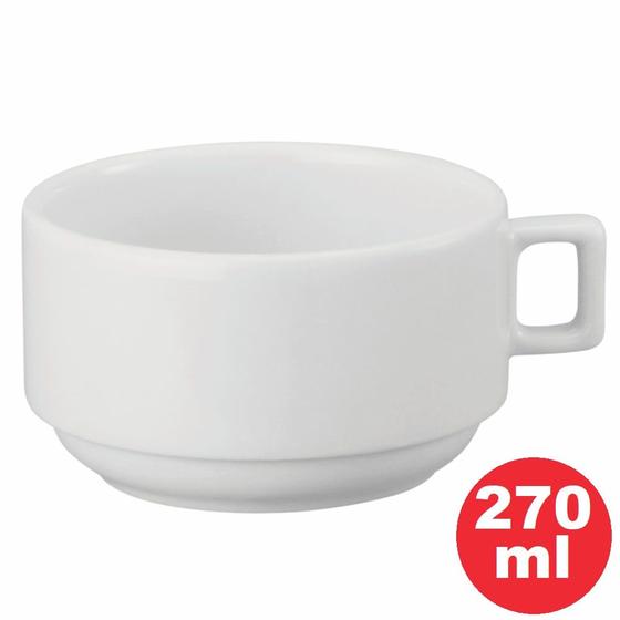Imagem de Xícara Café C/Leite 27 - 270 ml, Porcelana Branca, podendo ser usado, em micro ondas e Lava louça.
