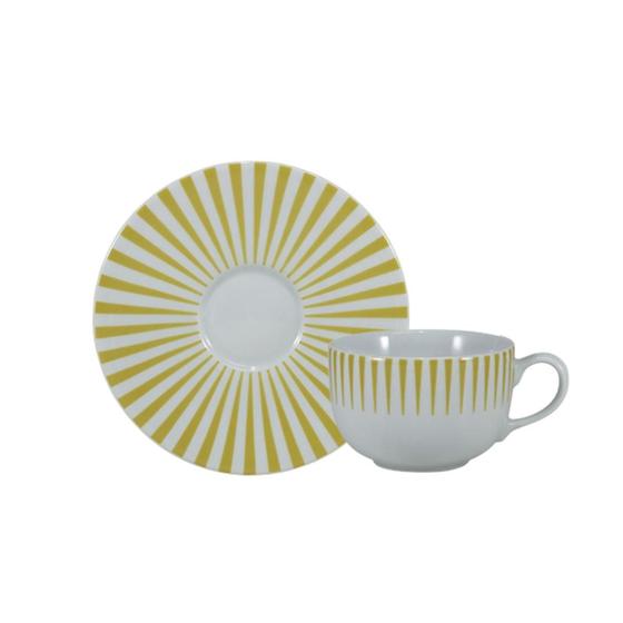 Imagem de Xícara Café com Pires 100ml Porcelana Schmidt - Dec. Sol Amarelo